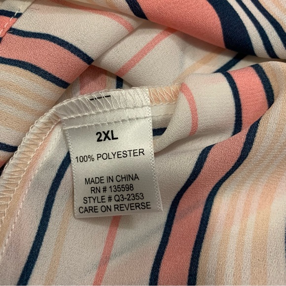 CURE peasant stripe ruffle sleeves v neck top size 2XL !! - Picture 10 of 11